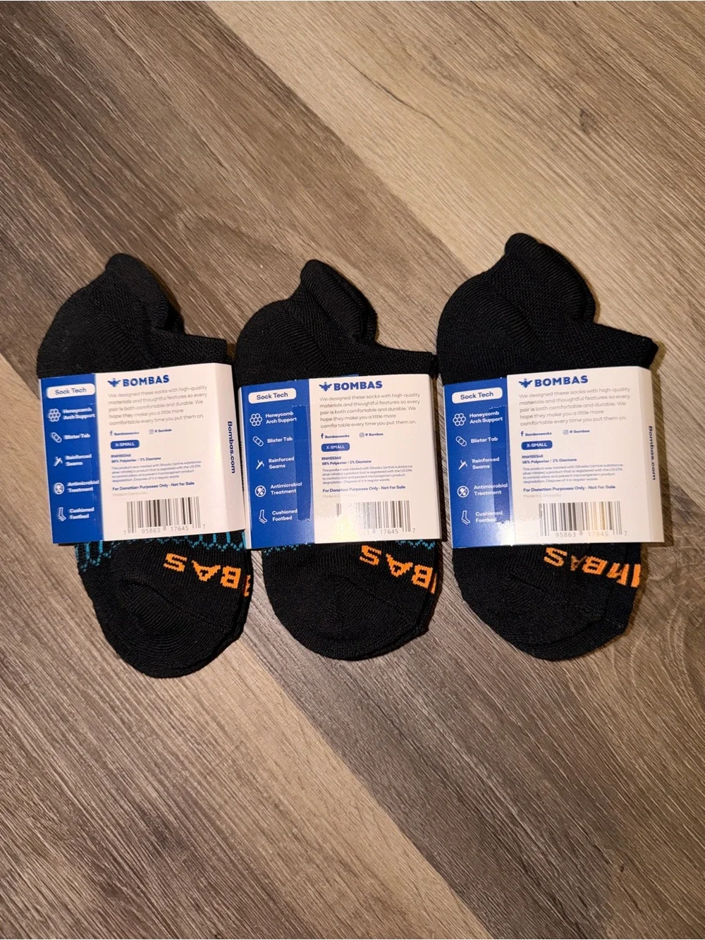 New BOMBAS Women’s/Youth Ankle Socks Black - Pack of 3